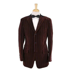 Dunhill Zegna Burgundy Striped Velvet Boating Equestrian Riding Blazer Jaket 40L